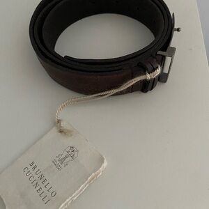 Brunello Cucinelli Dark Brown Leather Belt